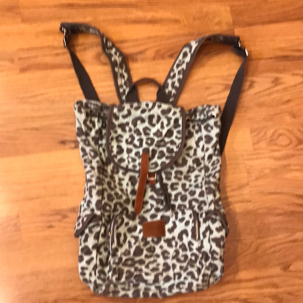 Victoria Secret mint green cheetah print backpack